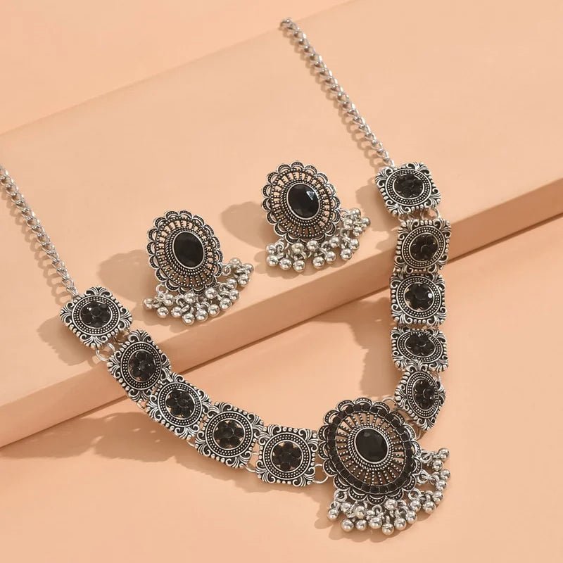 Ensemble Collier et Boucles d'Oreilles Vintage Femme - Cristal Mariage 2 Pièces - FoytiShop