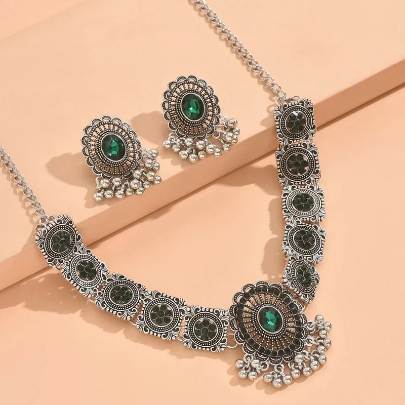 Ensemble Collier et Boucles d'Oreilles Vintage Femme - Cristal Mariage 2 Pièces - FoytiShop