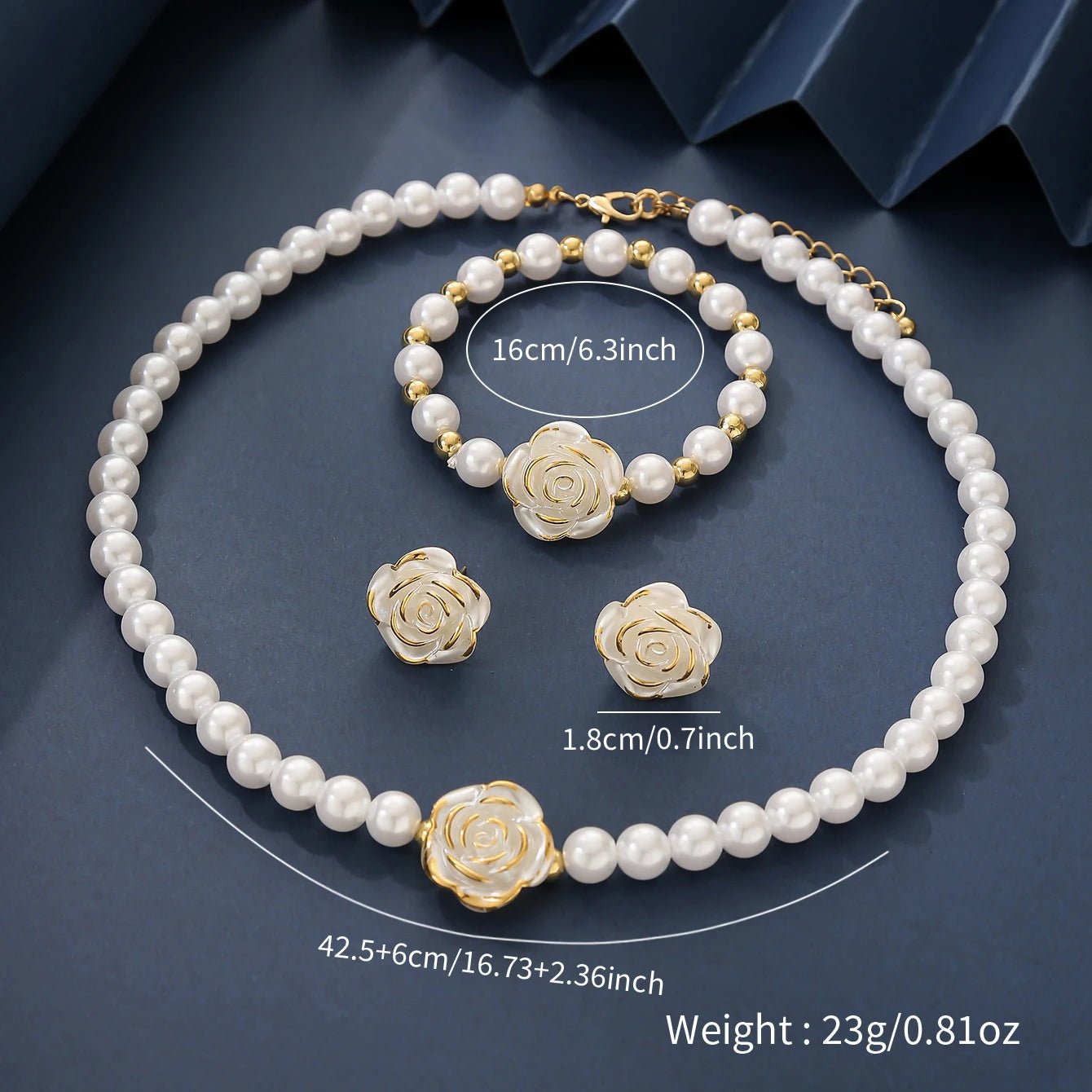 💐 Ensemble Collier et Bracelets Perles Imitation - Fleur Délicate - FoytiShop