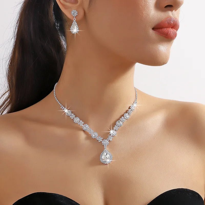 💎 Ensemble Colliers Gouttelettes Cristal et Boucles d'Oreilles Femme - FoytiShop