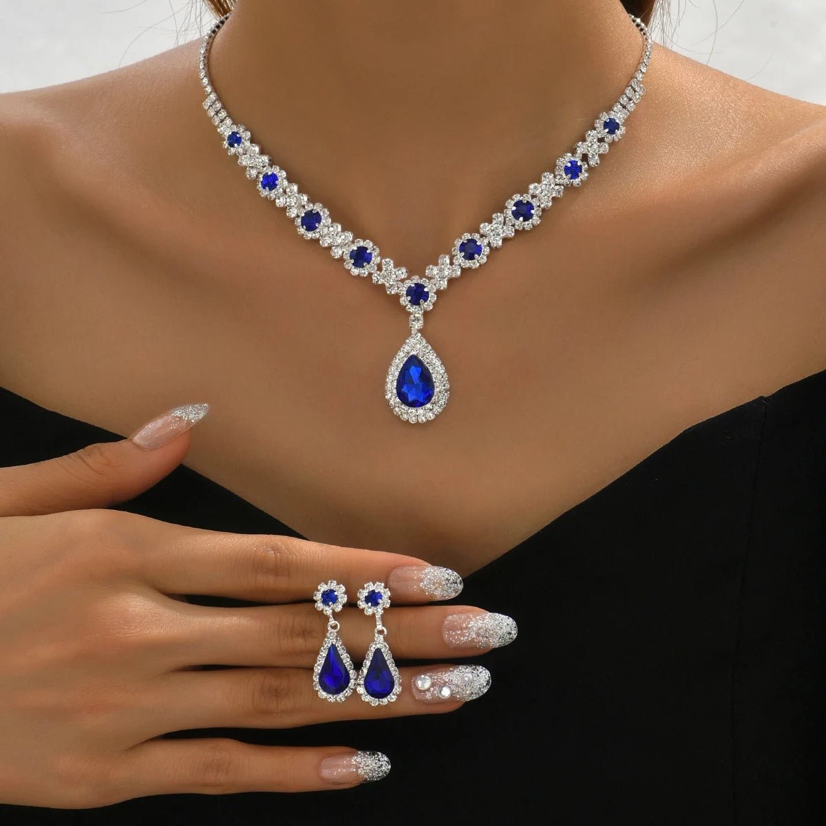 💎 Ensemble Colliers Gouttelettes Cristal et Boucles d'Oreilles Femme - FoytiShop