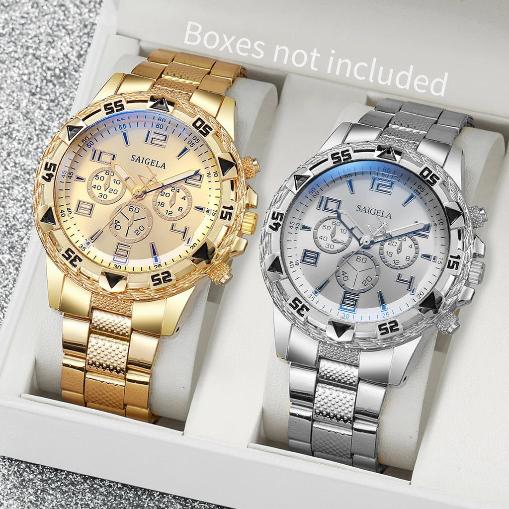Ensemble de montres à quartz pour hommes d'affaires, cadran arabe, bracelet en acier - FoytiShop