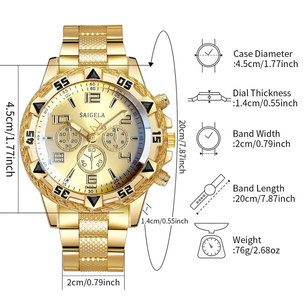 Ensemble de montres à quartz pour hommes d'affaires, cadran arabe, bracelet en acier - FoytiShop