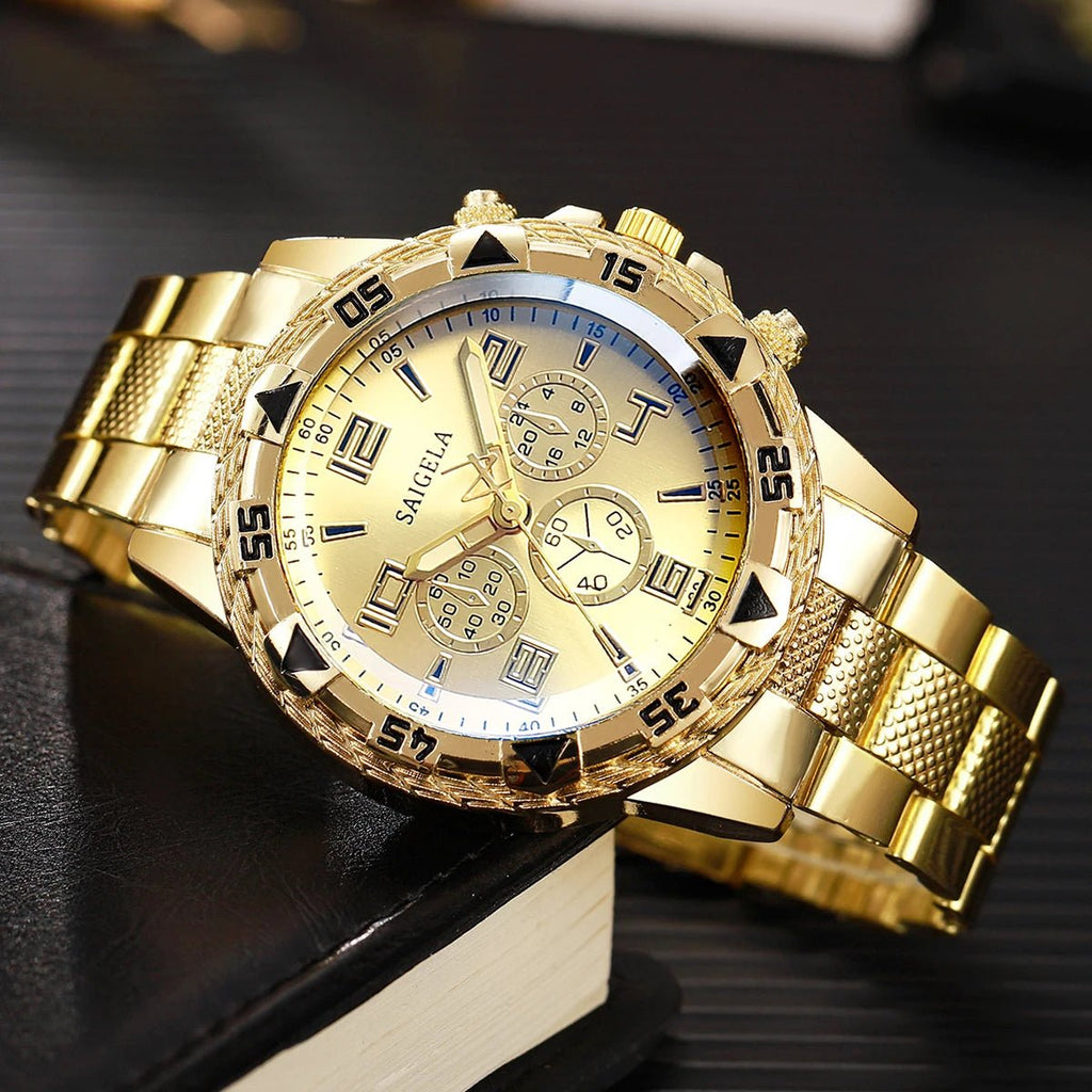Ensemble de montres à quartz pour hommes d'affaires, cadran arabe, bracelet en acier - FoytiShop