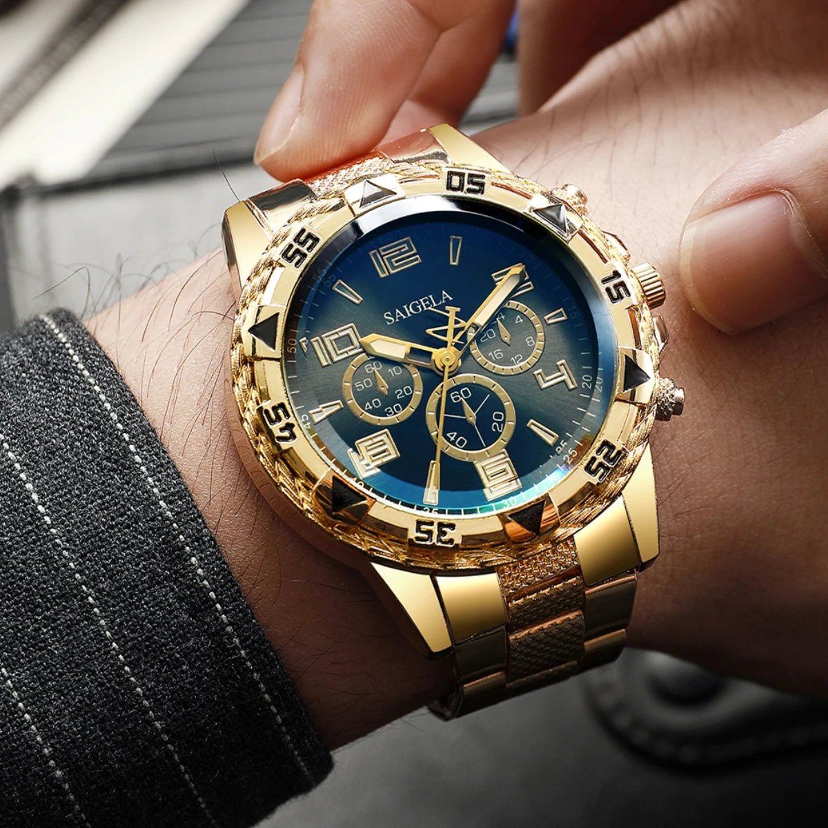 Ensemble de montres à quartz pour hommes d'affaires, cadran arabe, bracelet en acier - FoytiShop