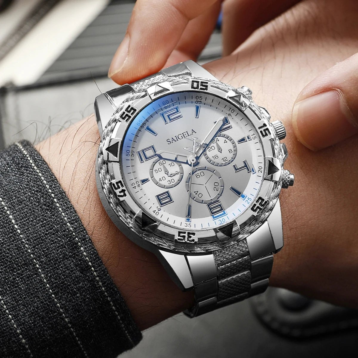 Ensemble de montres à quartz pour hommes d'affaires, cadran arabe, bracelet en acier - FoytiShop