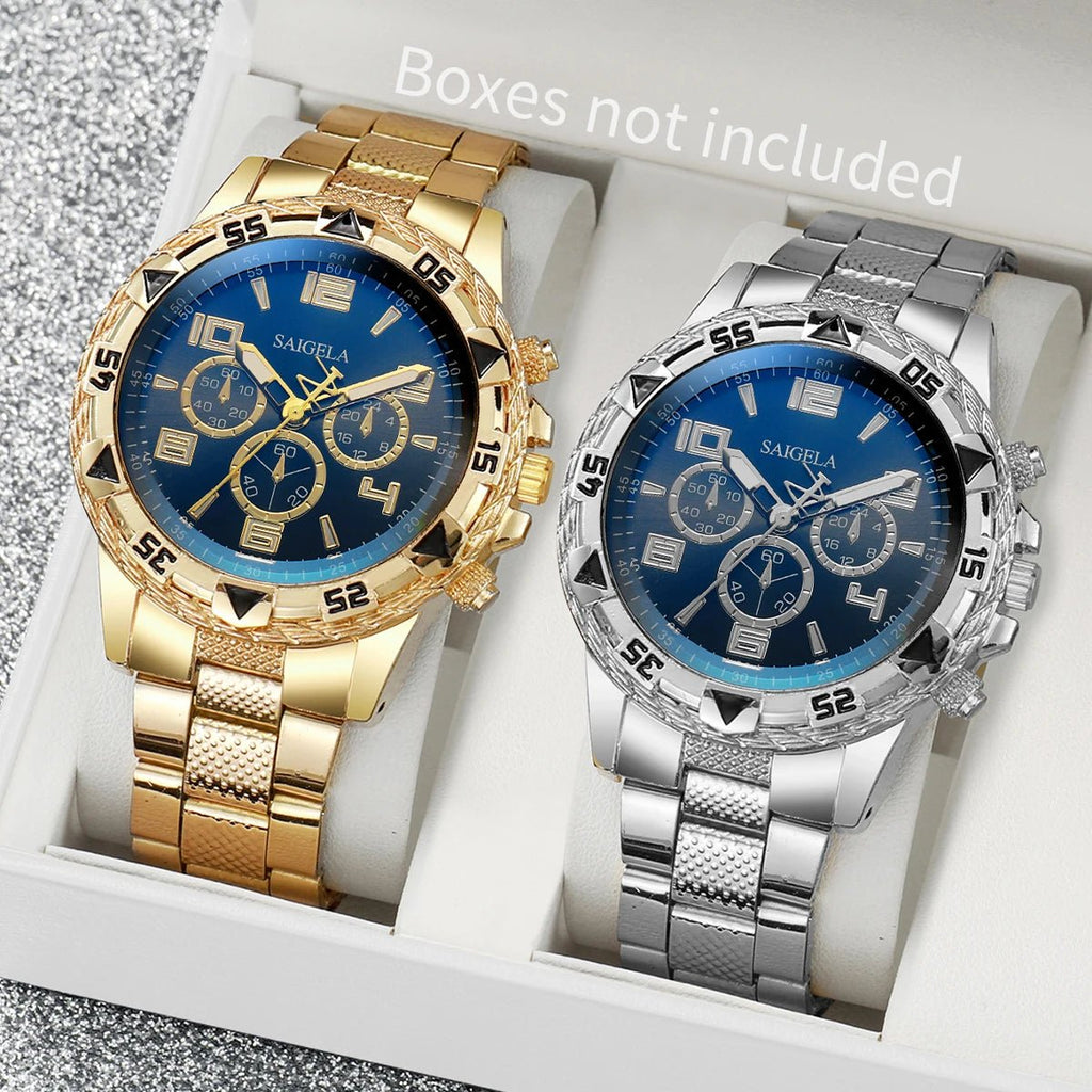 Ensemble de montres à quartz pour hommes d'affaires, cadran arabe, bracelet en acier - FoytiShop