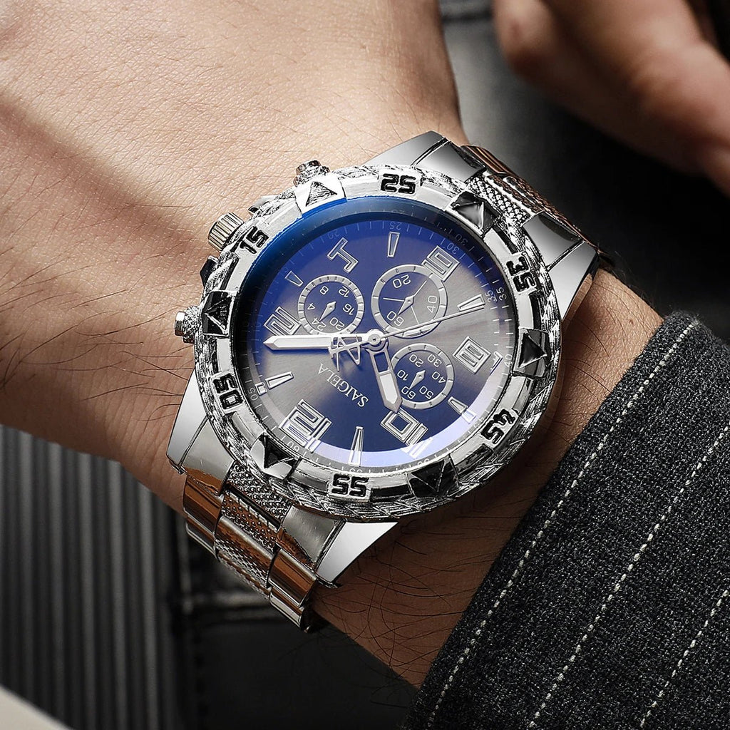 Ensemble de montres à quartz pour hommes d'affaires, cadran arabe, bracelet en acier - FoytiShop