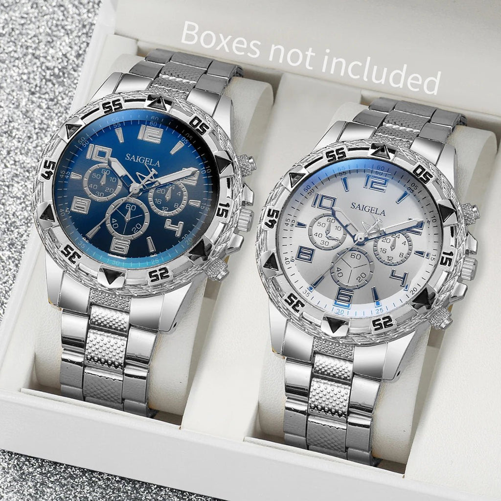 Ensemble de montres à quartz pour hommes d'affaires, cadran arabe, bracelet en acier - FoytiShop