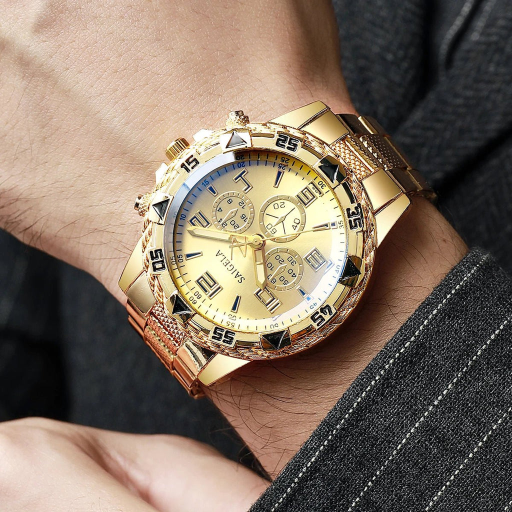 Ensemble de montres à quartz pour hommes d'affaires, cadran arabe, bracelet en acier - FoytiShop