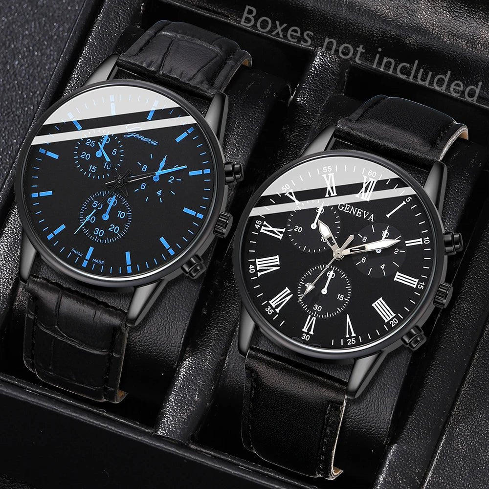 Ensemble de montres en cuir décontractées pour couple, montres - bracelets à cadran simple - FoytiShop
