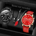 Ensemble de montres en cuir décontractées pour couple, montres - bracelets à cadran simple - FoytiShop