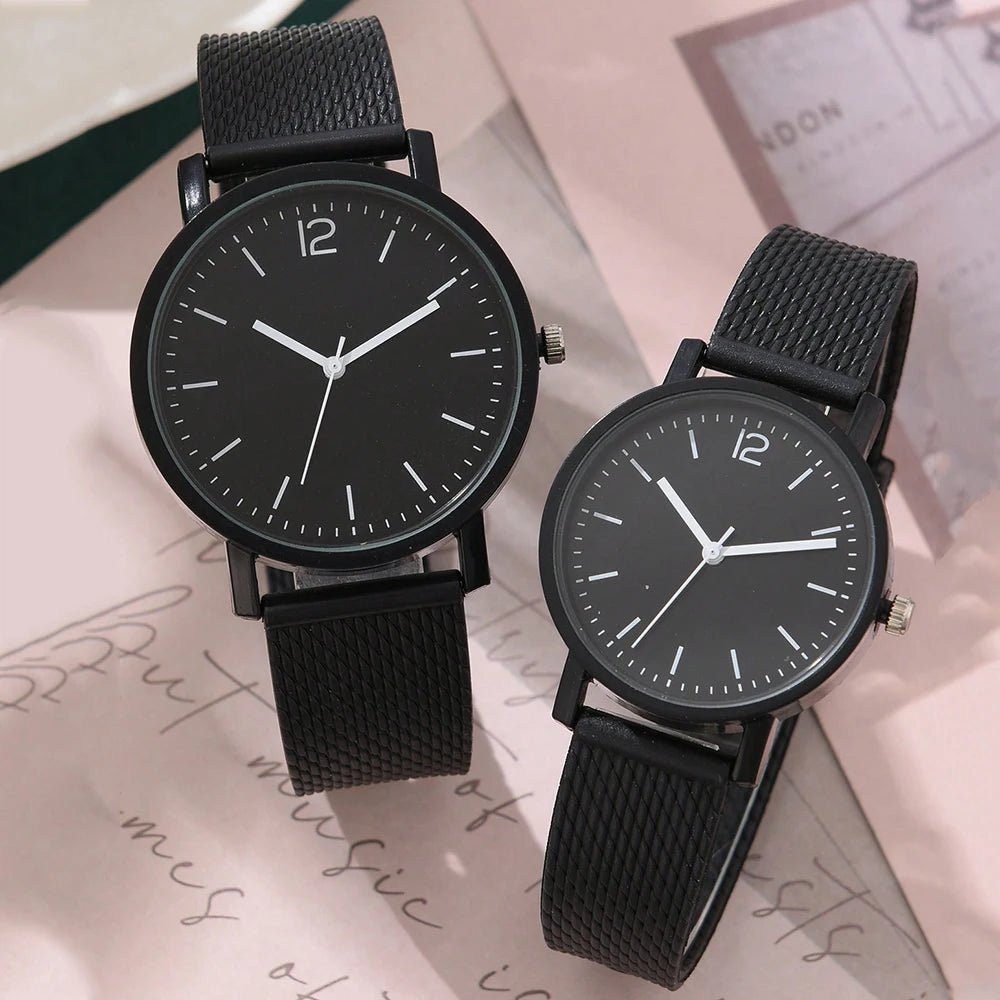 Ensemble de montres en cuir décontractées pour couple, montres - bracelets à cadran simple - FoytiShop
