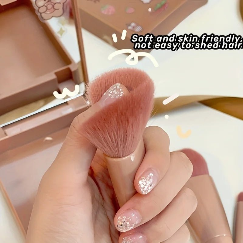 Ensemble de Pinceaux de Maquillage Portables 5 Pièces avec Miroir - Kit de Voyage Pliable - FoytiShop