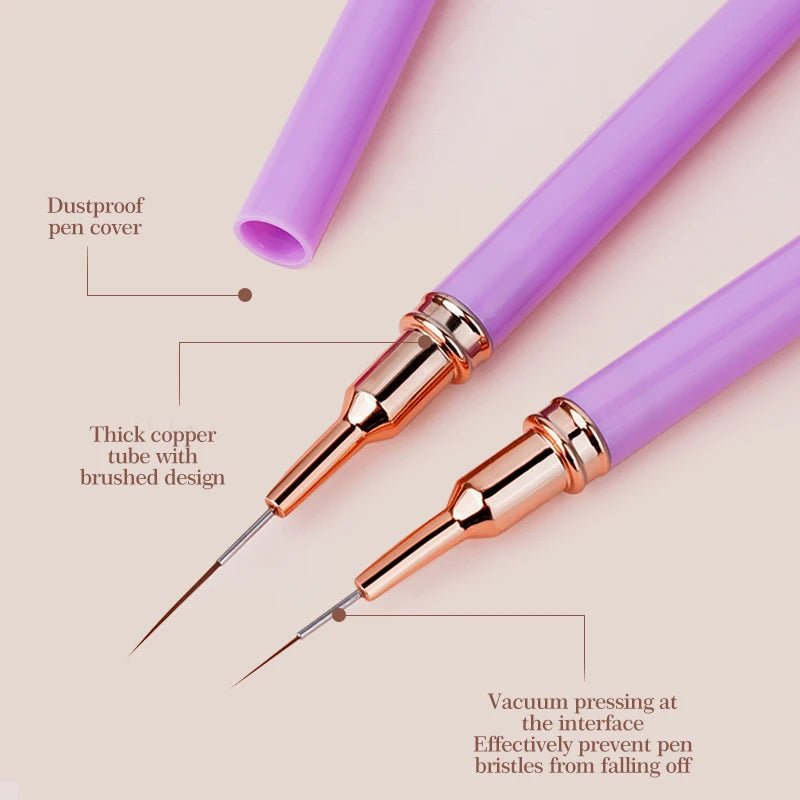 Ensemble de Pinceaux pour Nail Art - 5 Pièces Professionnel - FoytiShop