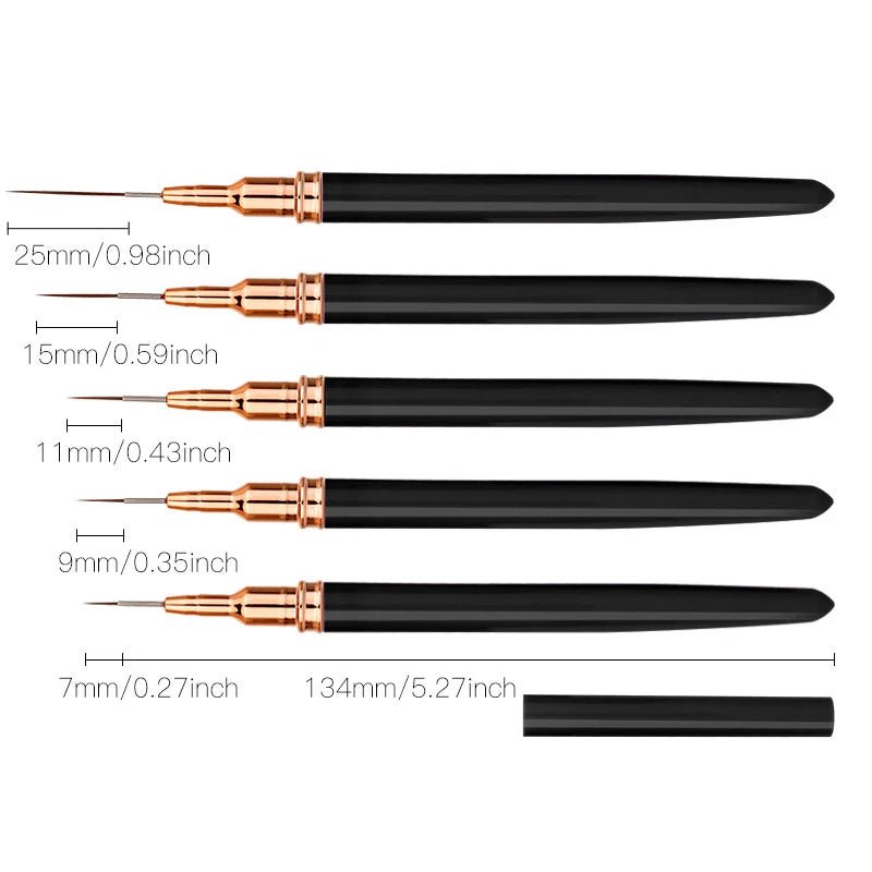 Ensemble de Pinceaux pour Nail Art - 5 Pièces Professionnel - FoytiShop