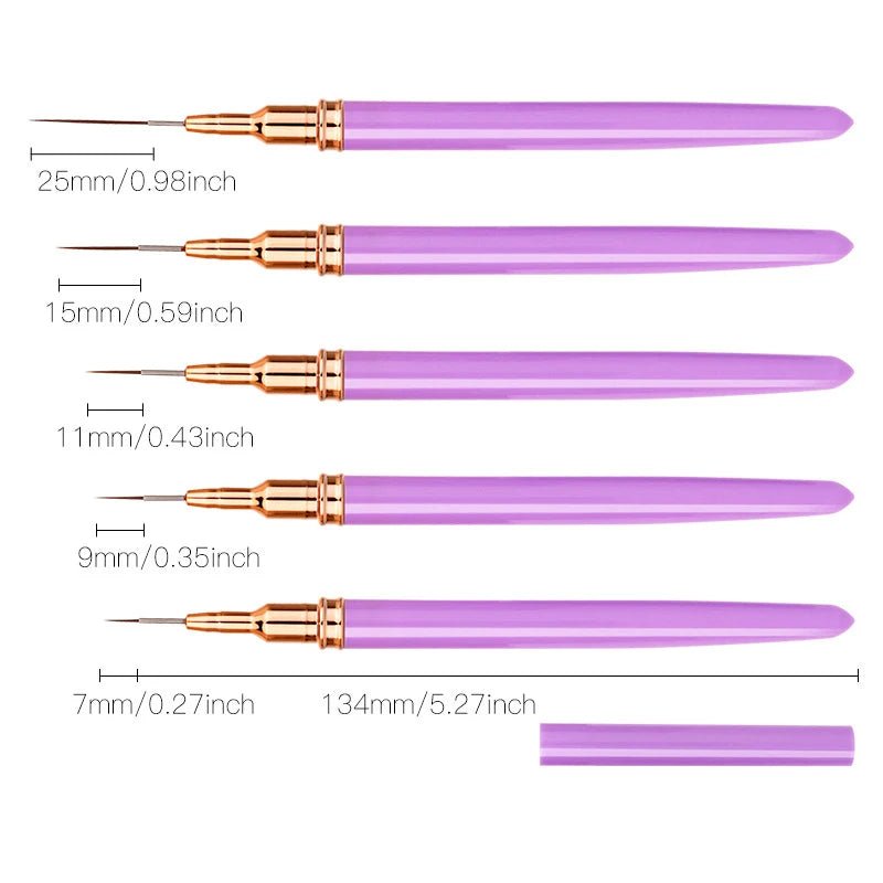 Ensemble de Pinceaux pour Nail Art - 5 Pièces Professionnel - FoytiShop