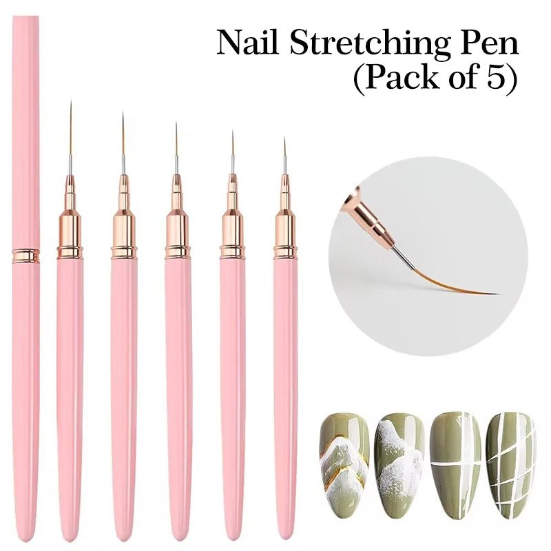 Ensemble de Pinceaux pour Nail Art - 5 Pièces Professionnel - FoytiShop