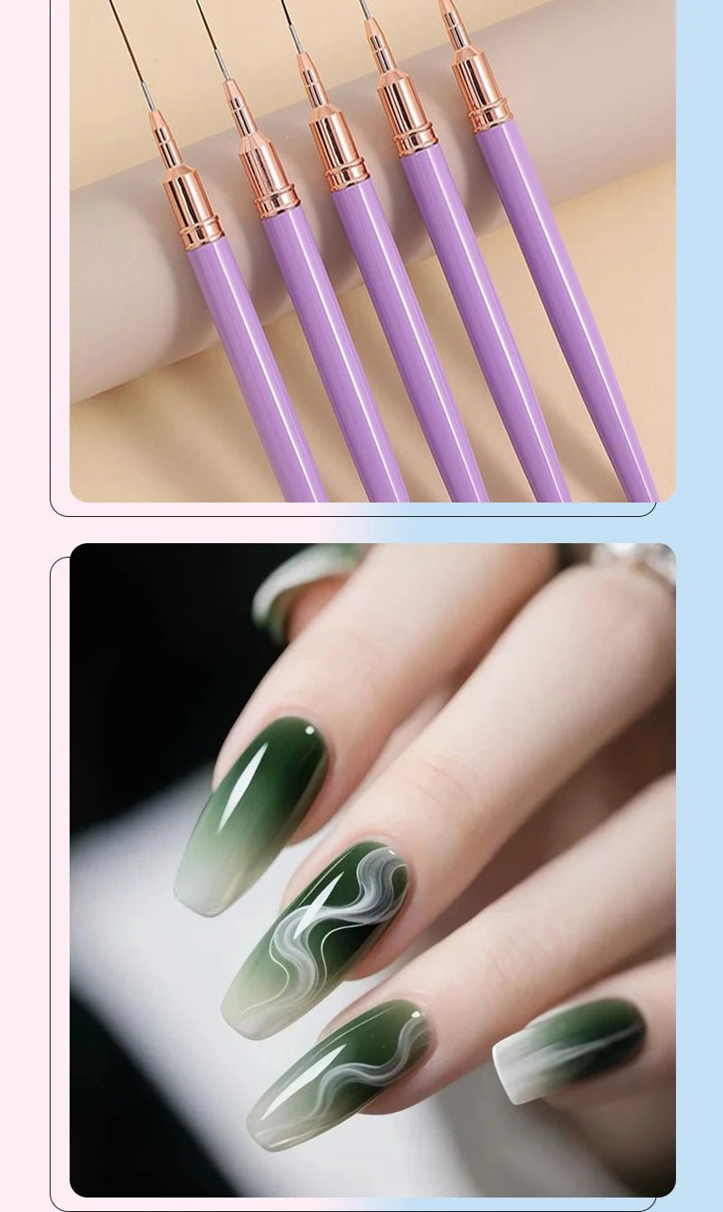 Ensemble de Pinceaux pour Nail Art - 5 Pièces Professionnel - FoytiShop