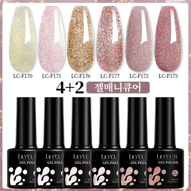 Ensemble Glitter Gel Vernis 6 Pièces 7ml - Paillettes - FoytiShop