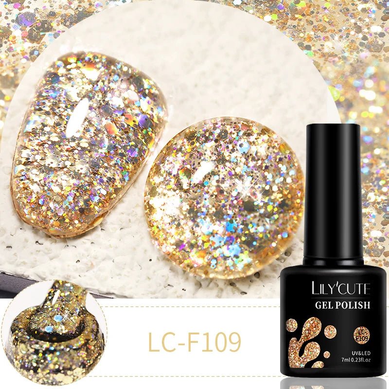Ensemble Glitter Gel Vernis 6 Pièces 7ml - Paillettes - FoytiShop