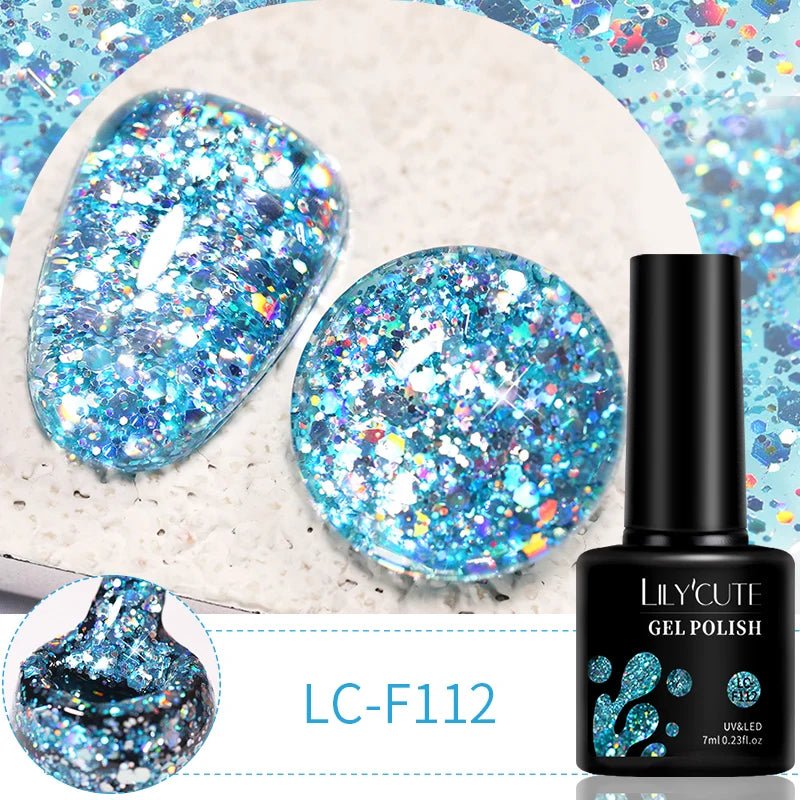 Ensemble Glitter Gel Vernis 6 Pièces 7ml - Paillettes - FoytiShop