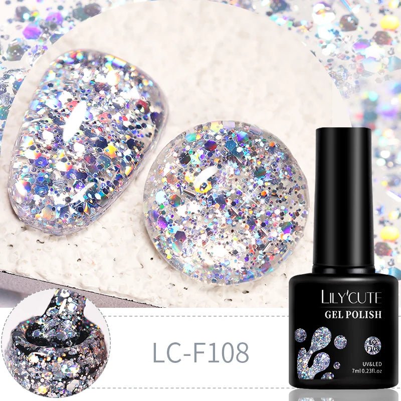 Ensemble Glitter Gel Vernis 6 Pièces 7ml - Paillettes - FoytiShop