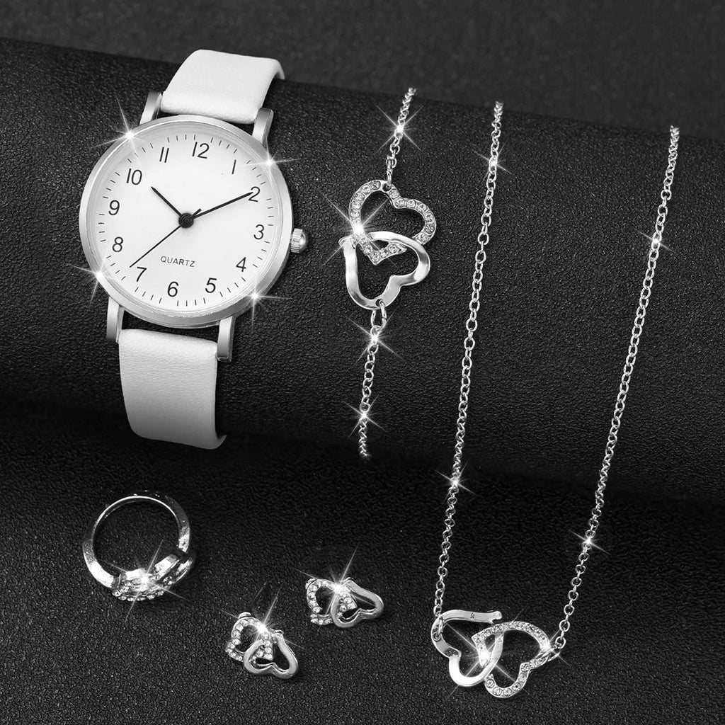 ⌚ Ensemble Montre Quartz et Bijoux Diamant - 5/6 Pièces Femme - FoytiShop
