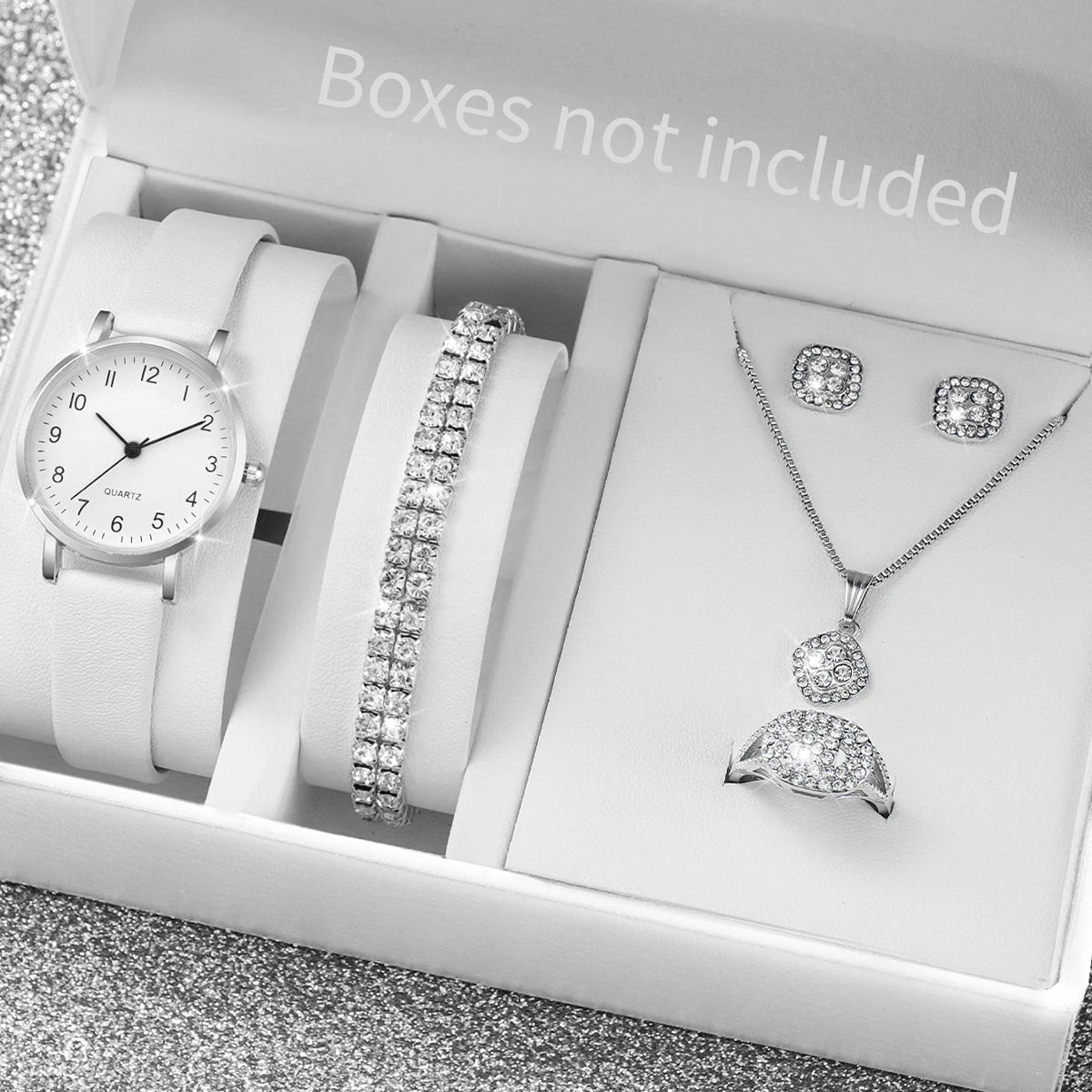 ⌚ Ensemble Montre Quartz et Bijoux Diamant - 5/6 Pièces Femme - FoytiShop
