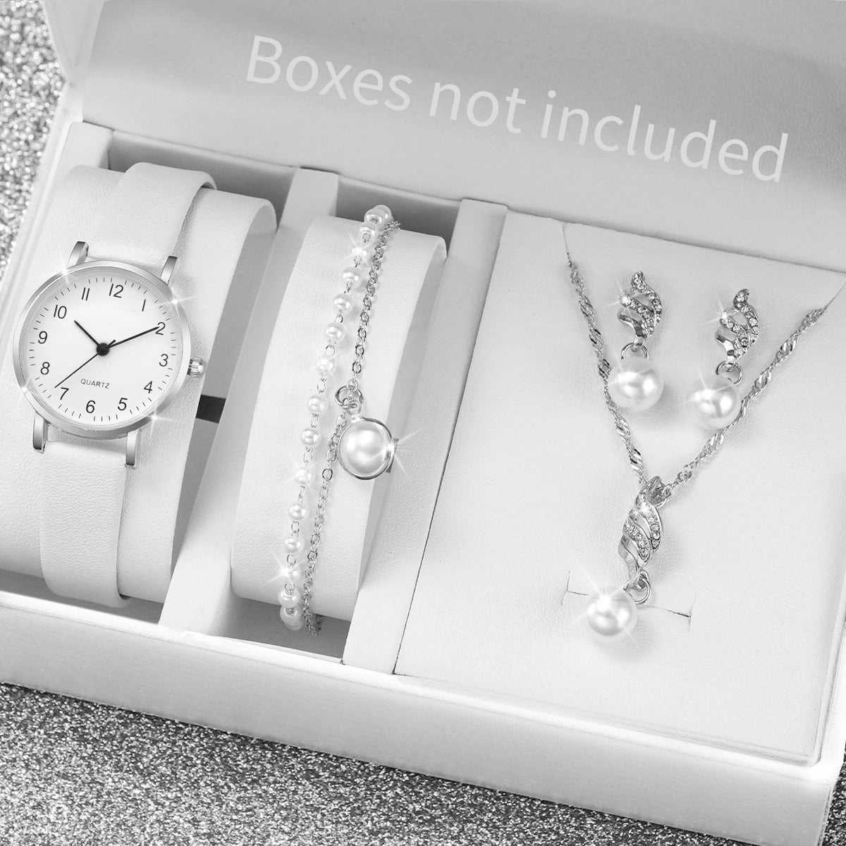 ⌚ Ensemble Montre Quartz et Bijoux Diamant - 5/6 Pièces Femme - FoytiShop