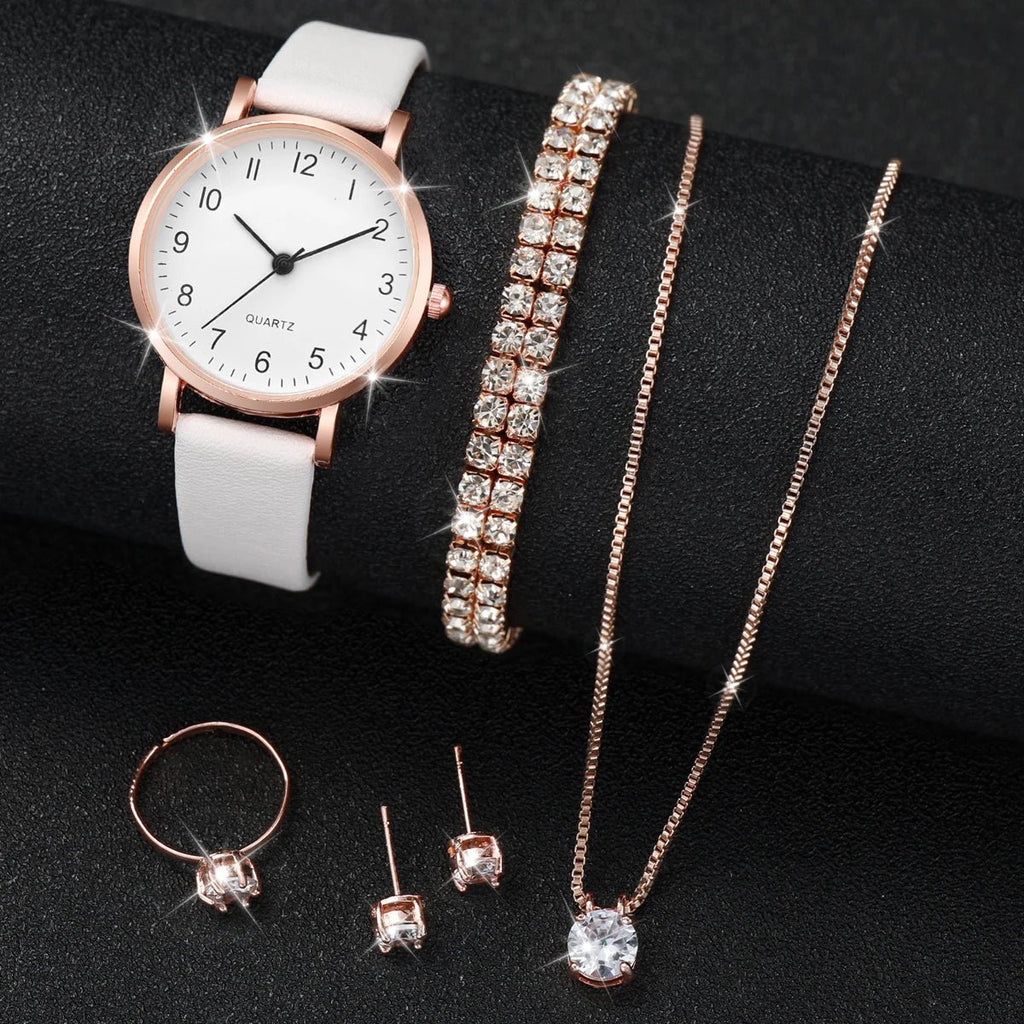 ⌚ Ensemble Montre Quartz et Bijoux Diamant - 5/6 Pièces Femme - FoytiShop