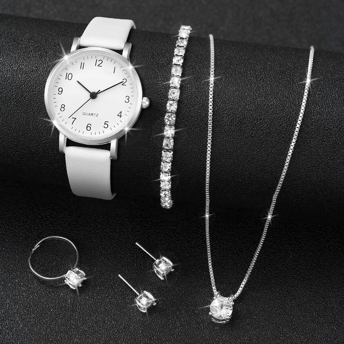 ⌚ Ensemble Montre Quartz et Bijoux Diamant - 5/6 Pièces Femme - FoytiShop