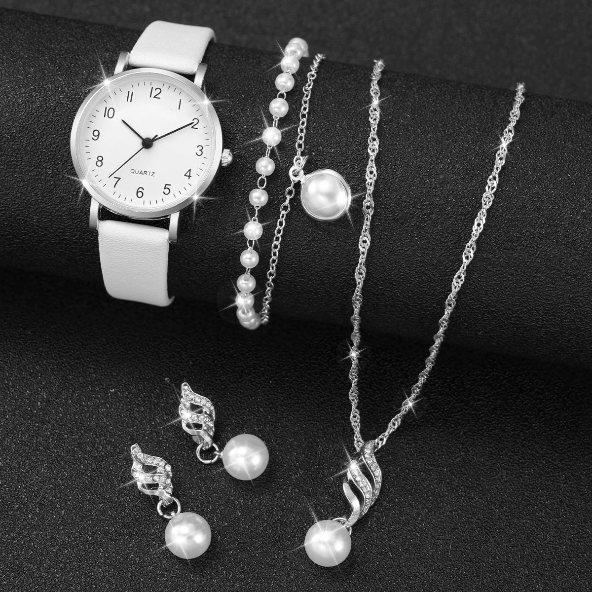 ⌚ Ensemble Montre Quartz et Bijoux Diamant - 5/6 Pièces Femme - FoytiShop