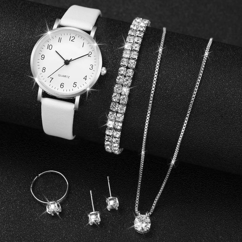 ⌚ Ensemble Montre Quartz et Bijoux Diamant - 5/6 Pièces Femme - FoytiShop