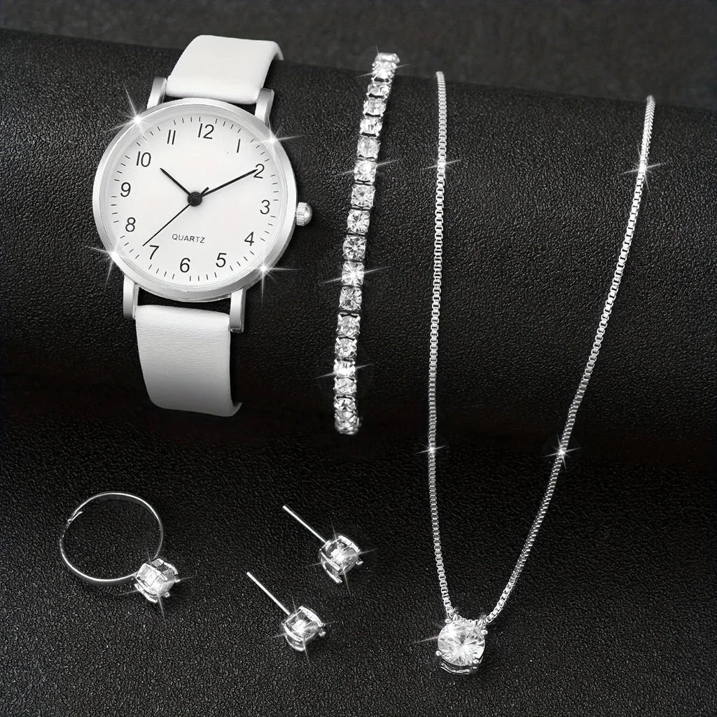 ⌚ Ensemble Montre Quartz et Bijoux Diamant - 5/6 Pièces Femme - FoytiShop