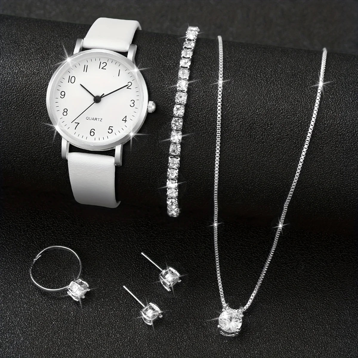⌚ Ensemble Montre Quartz et Bijoux Diamant - 5/6 Pièces Femme - FoytiShop