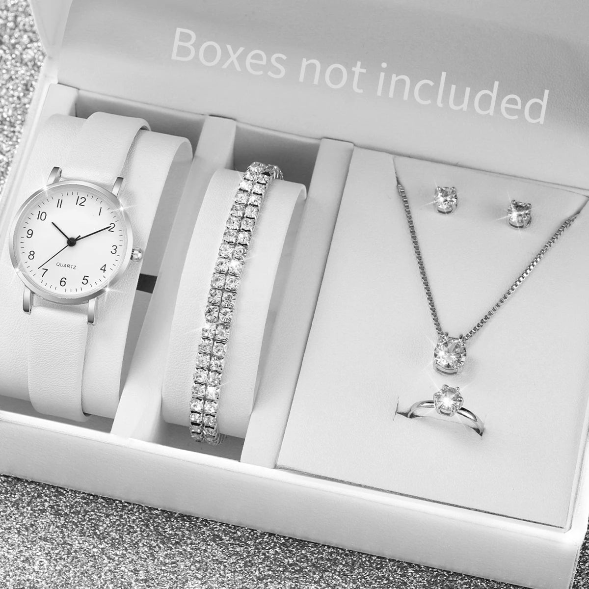 ⌚ Ensemble Montre Quartz et Bijoux Diamant - 5/6 Pièces Femme - FoytiShop