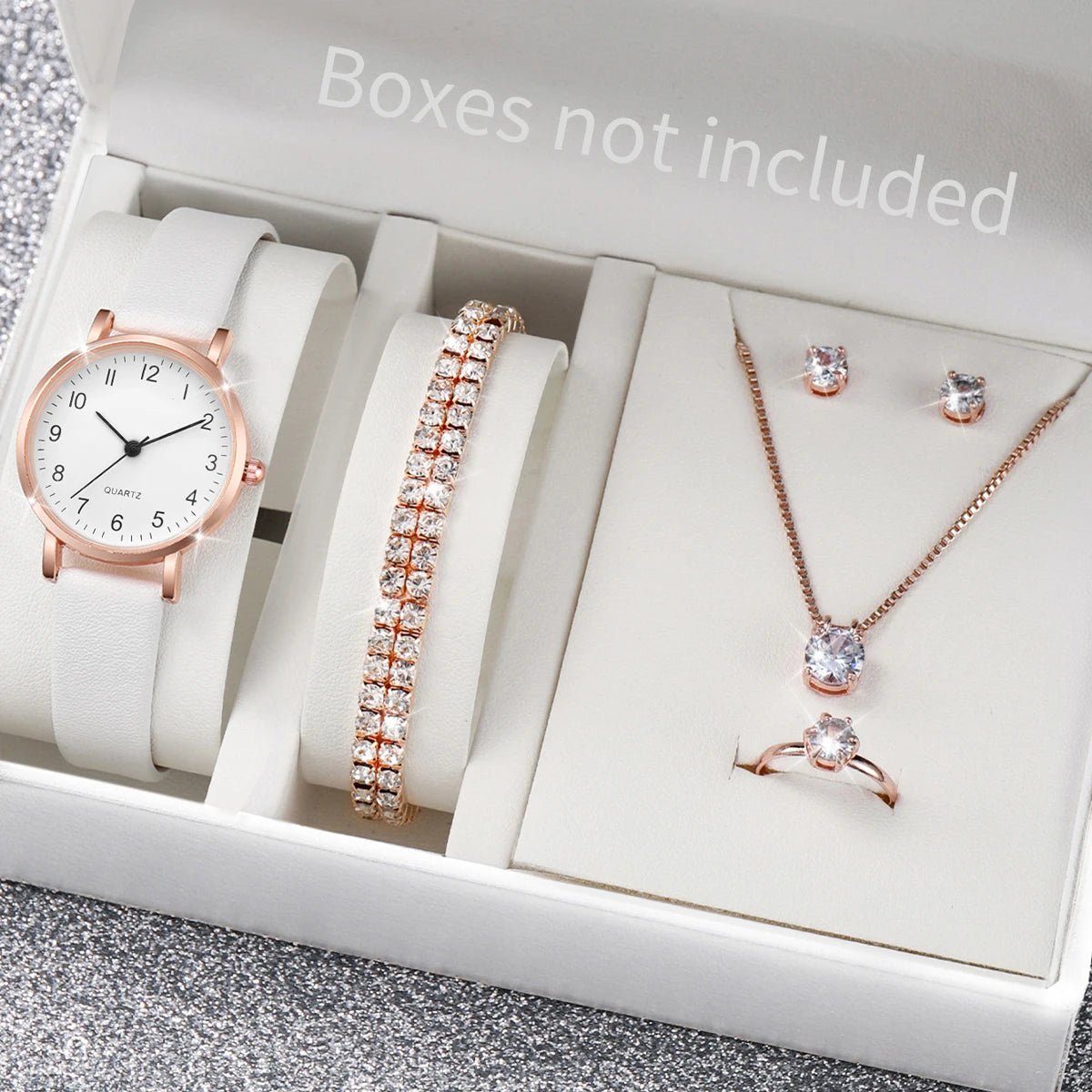⌚ Ensemble Montre Quartz et Bijoux Diamant - 5/6 Pièces Femme - FoytiShop