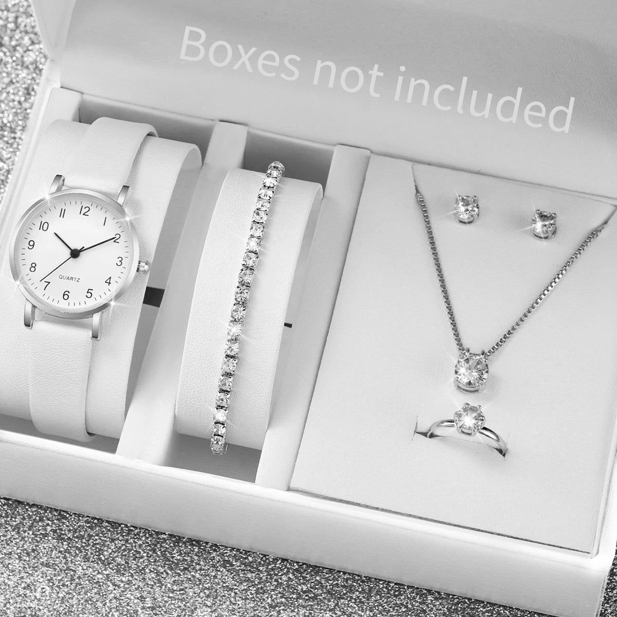 ⌚ Ensemble Montre Quartz et Bijoux Diamant - 5/6 Pièces Femme - FoytiShop