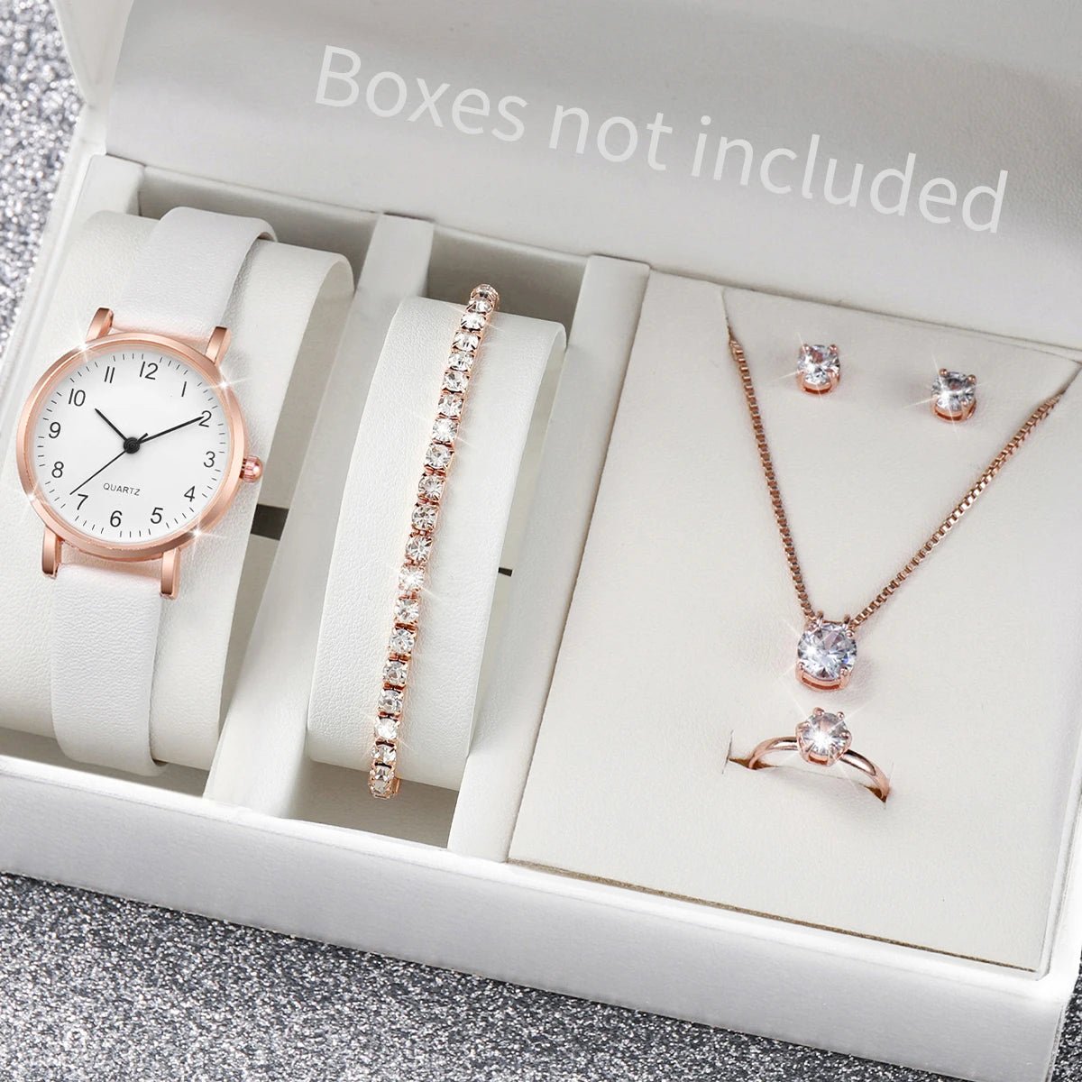 ⌚ Ensemble Montre Quartz et Bijoux Diamant - 5/6 Pièces Femme - FoytiShop