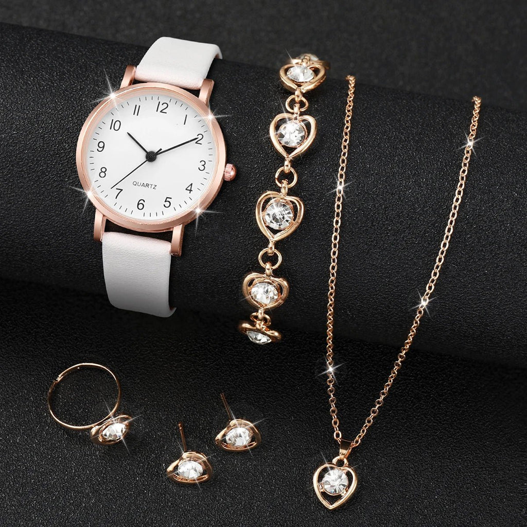 ⌚ Ensemble Montre Quartz et Bijoux Diamant - 5/6 Pièces Femme - FoytiShop