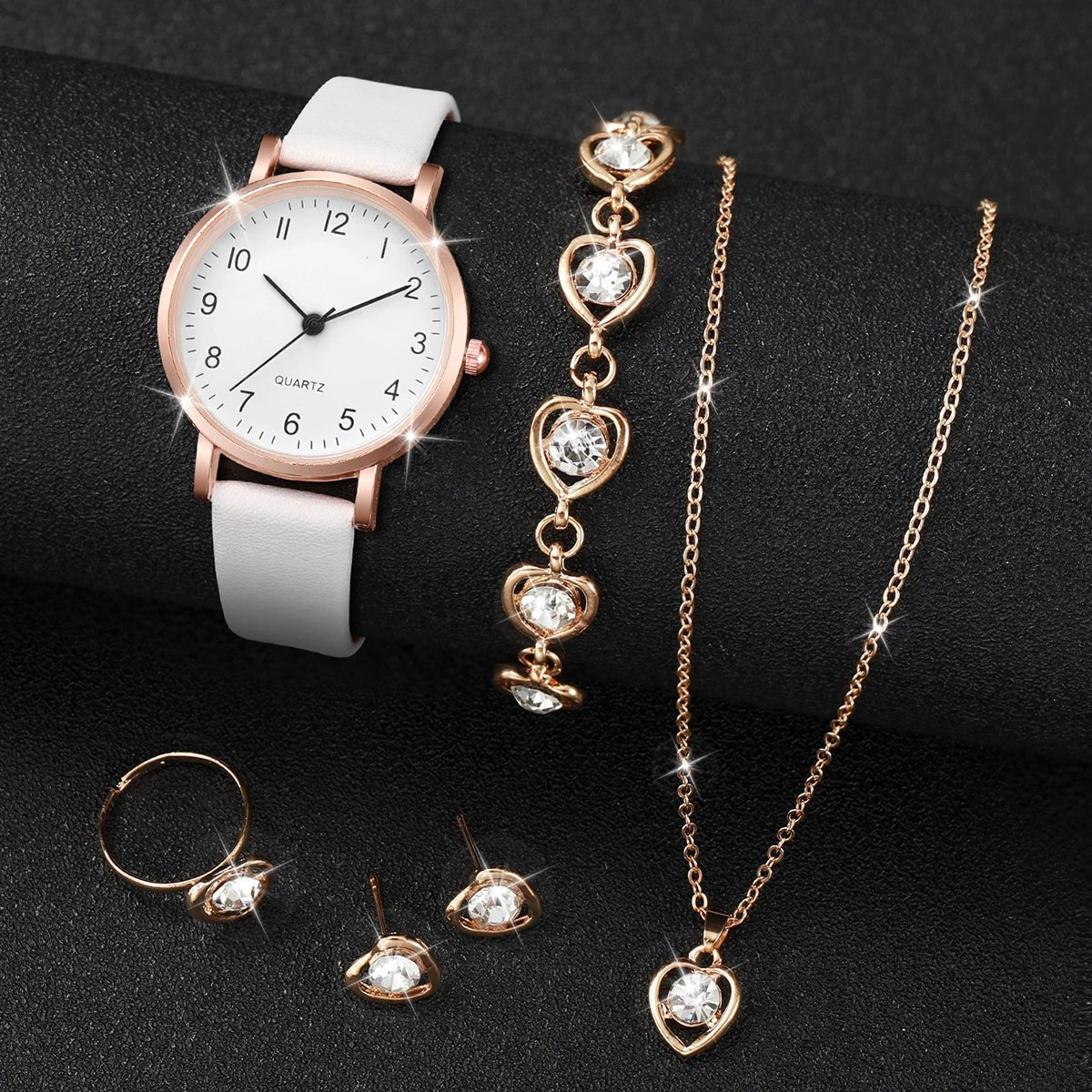 ⌚ Ensemble Montre Quartz et Bijoux Diamant - 5/6 Pièces Femme - FoytiShop