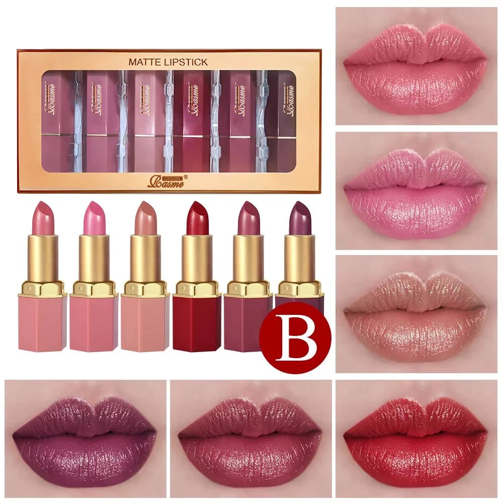 Ensemble Rouges à Lèvres Nacré Paillettes - 6 Couleurs - FoytiShop