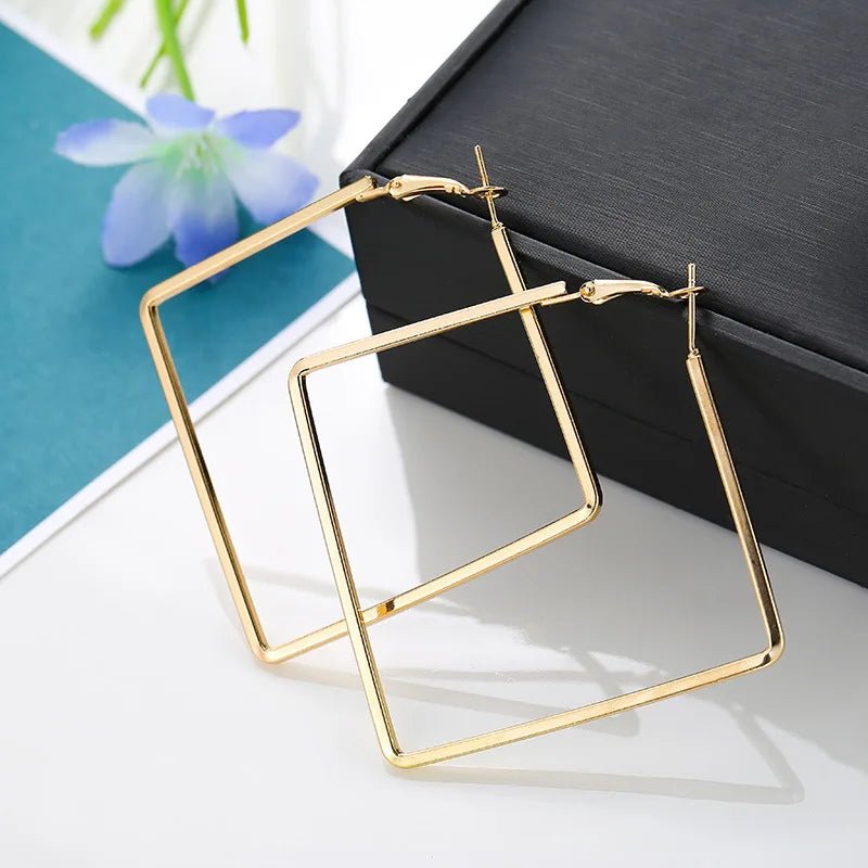 Grandes Boucles d'Oreilles Carrées Punk – Surdimensionnées - FoytiShop
