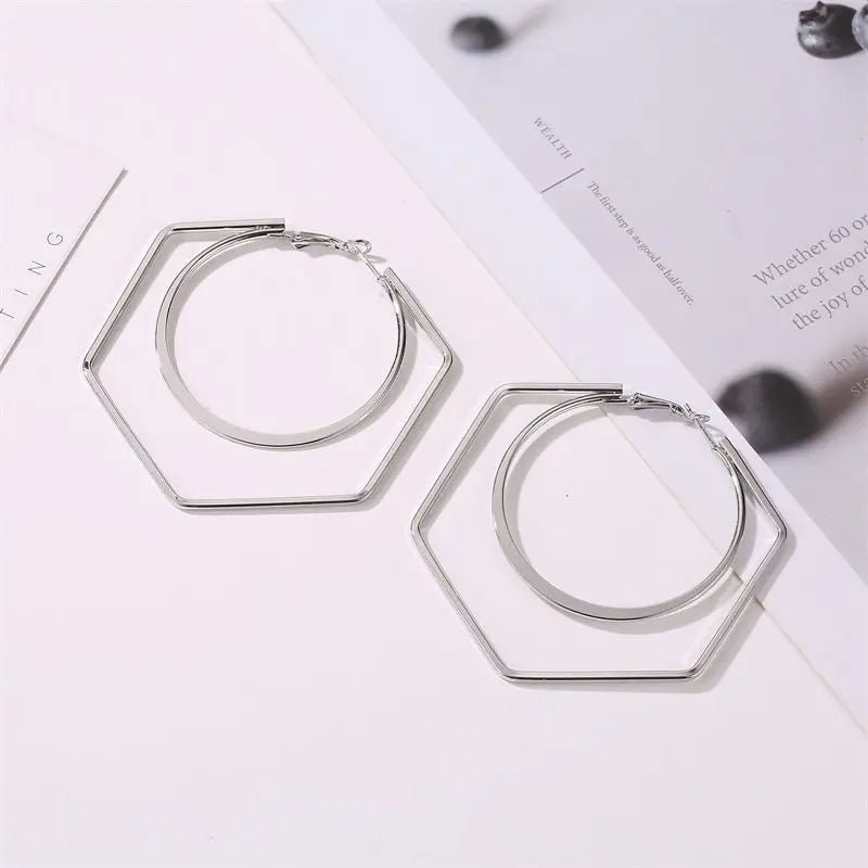 Grandes Boucles d'Oreilles Carrées Punk – Surdimensionnées - FoytiShop