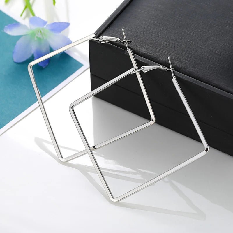 Grandes Boucles d'Oreilles Carrées Punk – Surdimensionnées - FoytiShop