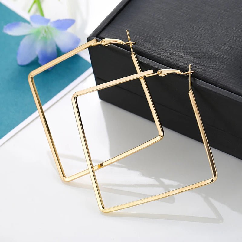 Grandes Boucles d'Oreilles Carrées Punk – Surdimensionnées - FoytiShop