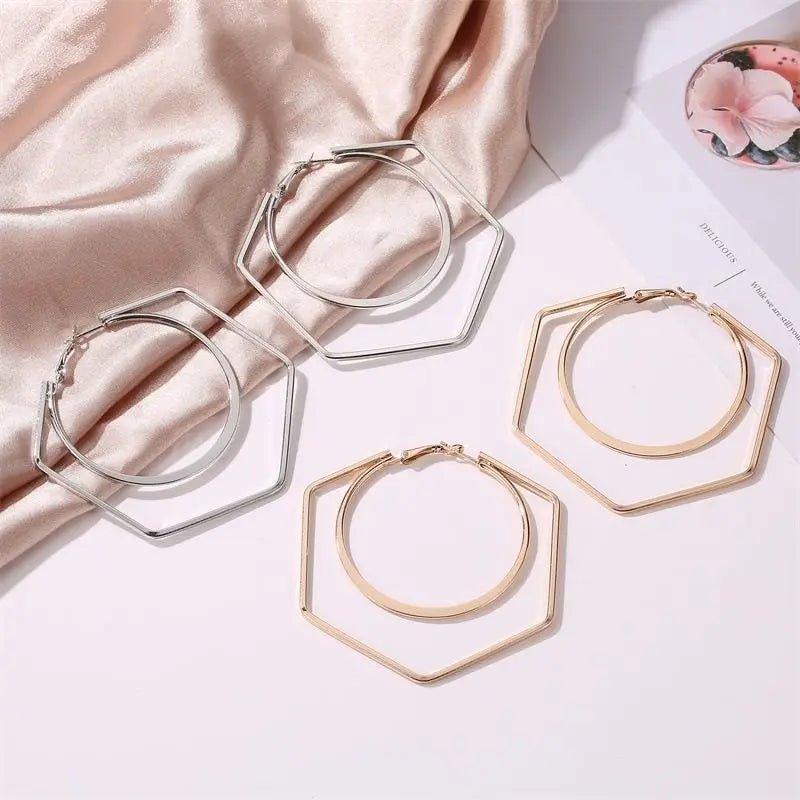 Grandes Boucles d'Oreilles Carrées Punk – Surdimensionnées - FoytiShop