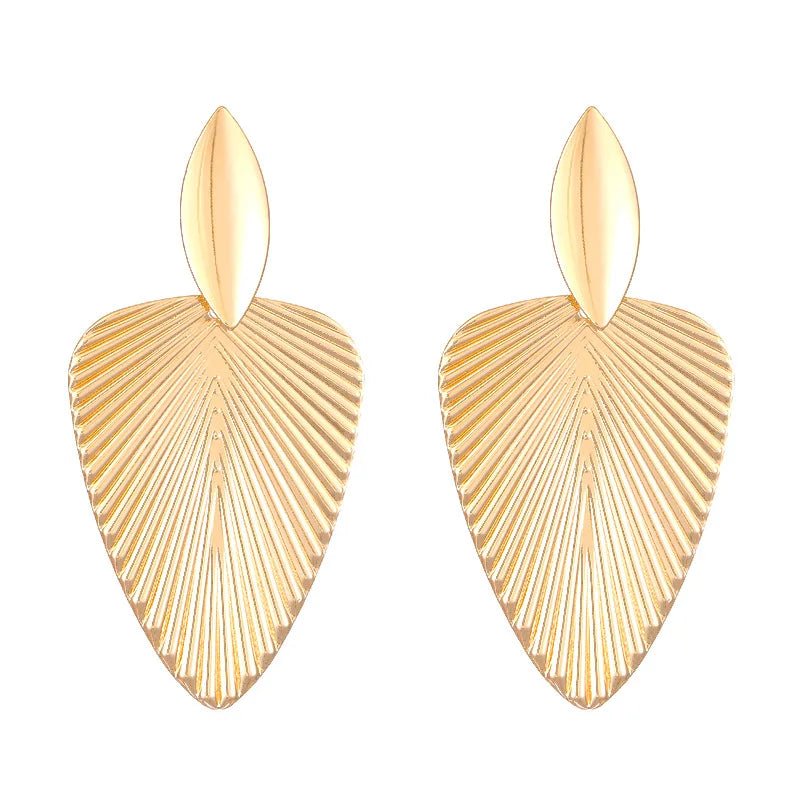 Grandes Boucles d'Oreilles Feuille Texturée – Doré Élégant - FoytiShop