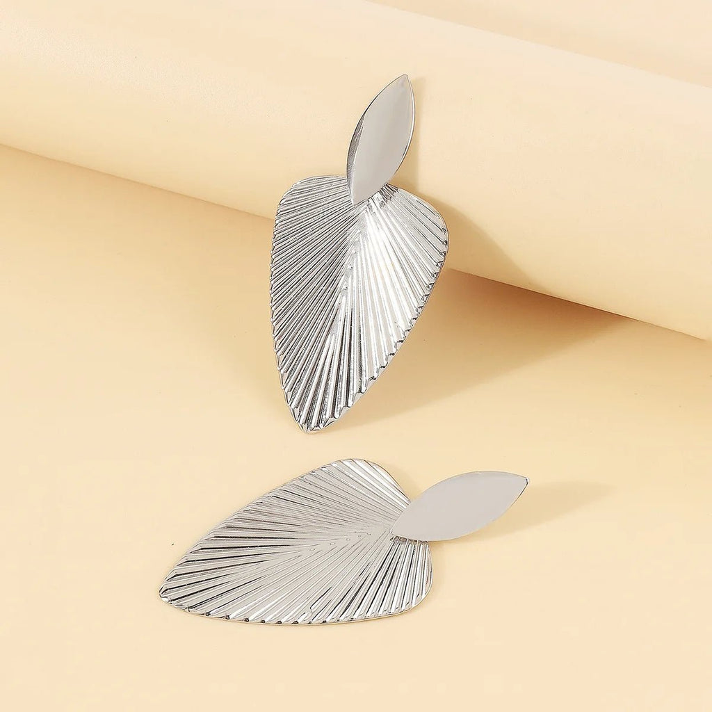 Grandes Boucles d'Oreilles Feuille Texturée – Doré Élégant - FoytiShop